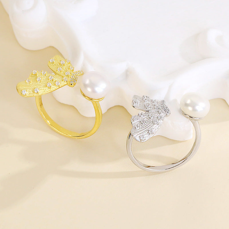 Butterfly pearl ring setting