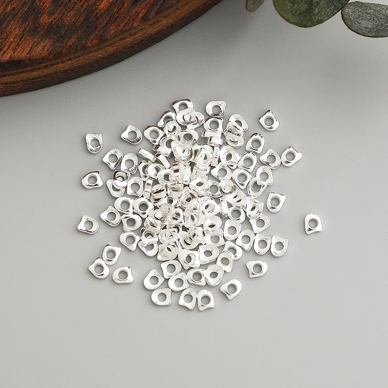 10pcs S925 Sterling Silver Irregular Spacer Beads for DIY Jewelry Making