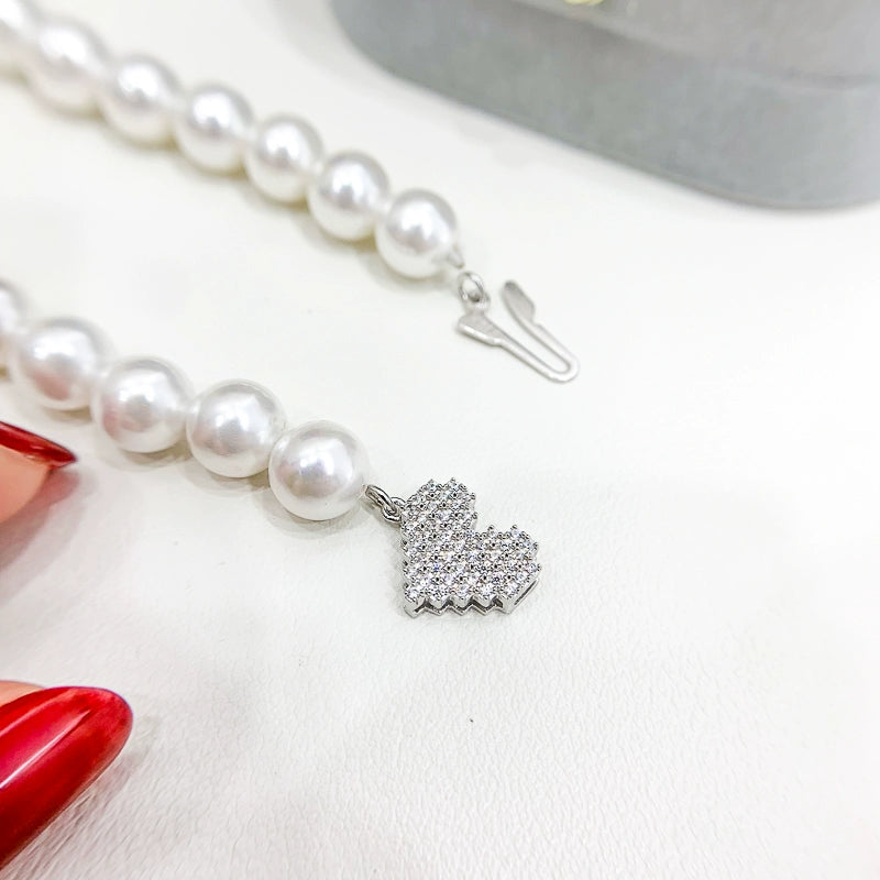 S925 Sterling Silver Shiny Heart-Shaped Clasp for Necklace Bracelet