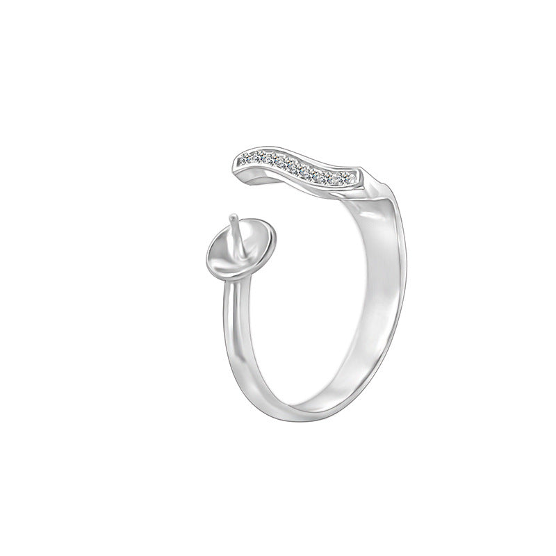 Simple water wave pearl ring setting