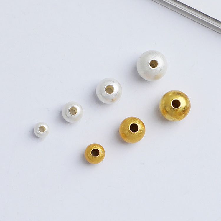 50pcs 2-6mm S925 Sterling Silver Frosted Matte Spacer Beads