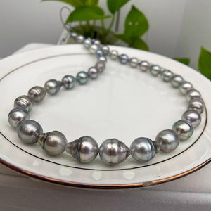 3A 8-11mm Tahitian Baroque Pearl Strand 40cm, Natural Black Saltwater Pearls with Peacock Overtones, Good Luster for Jewelry Making