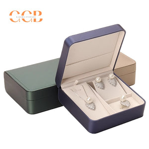 PU leather jewelry set box for necklace ring earrings bracelet display packaging gift box for wedding bridal custom logo bulk order