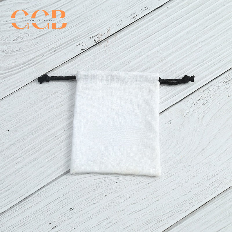 20pcs white jewelry pouch with black string, drawstring bag for rings earrings bracelets, multi size jewelry packaging gift bags