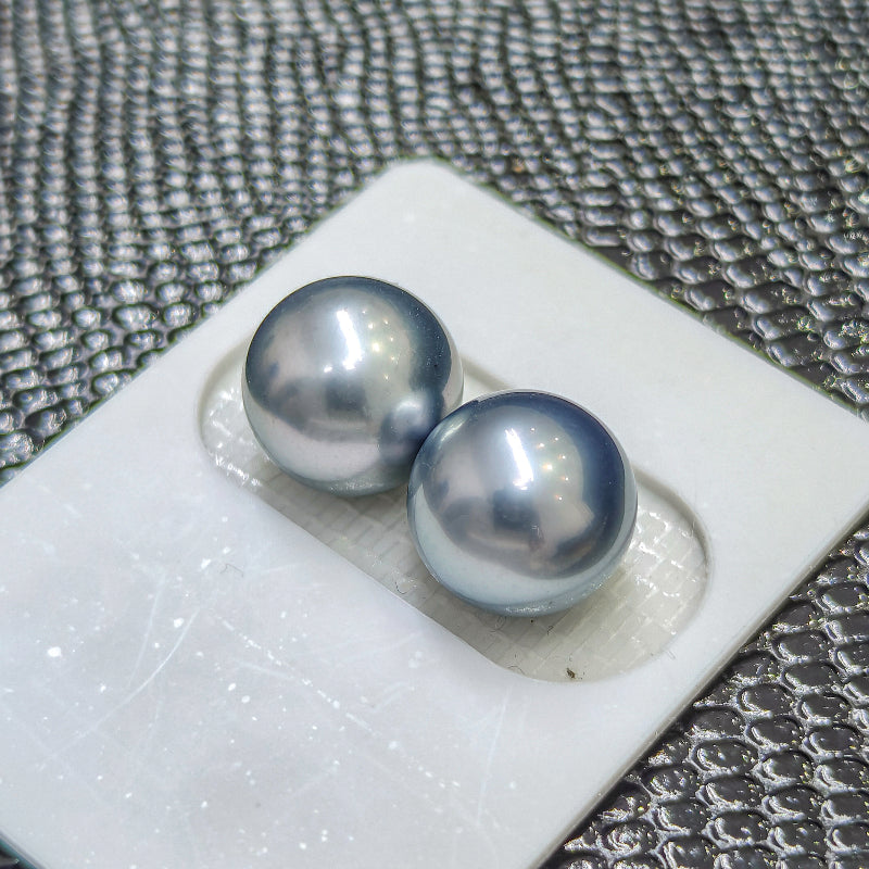 5A 9-14mm Light Platinum Grey Tahitian Pearl, Natural Round Saltwater Pearl High Luster Loose Pearl