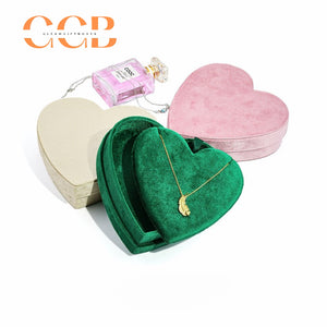 Heart-Shaped Velvet Jewelry Box, Multi-Compartment Organizer for Rings & Earrings, Valentine's Day Gift, Bridal Shower Favor