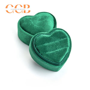 Heart-Shaped Velvet Ring Box, Single or Double Slot Jewellery Box for Engagement & Wedding Rings, Romantic Proposal & Bridal Accessory