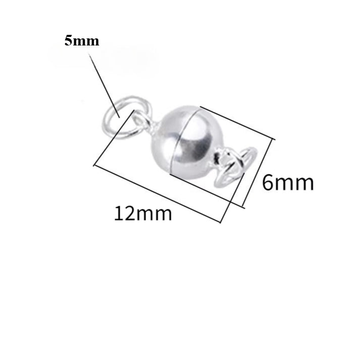 925 Sterling Silver Magnetic Clasp for Necklace and Bracelet, 6mm 8mm