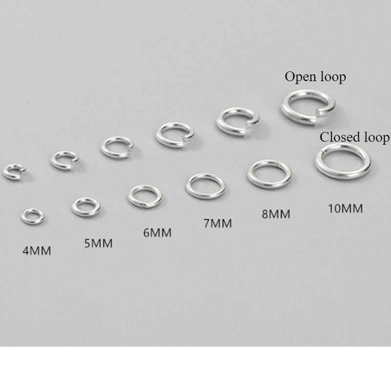 3-10mm 20pcs S925 Sterling Silver Open & Closed Jump Ring Accessories