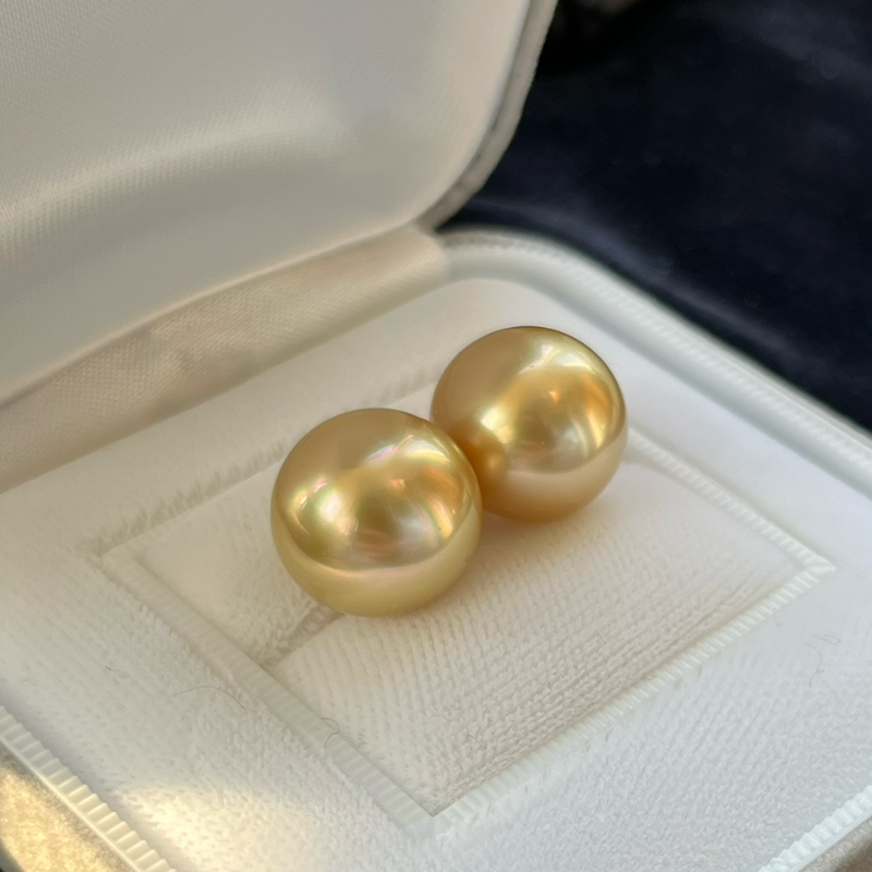 3A 11-15mm Medium Golden South Sea Pearl, Semi Round Nearly Round Loose Pearl, Single Undrilled Bead for DIY Jewelry Making