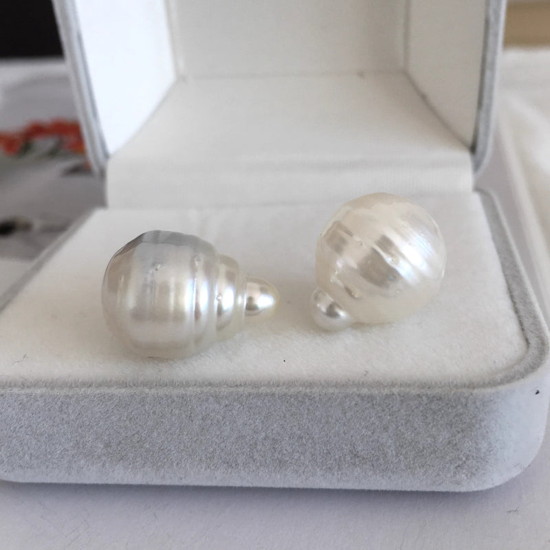 3A 9-14mm White South Sea Baroque Pearl, Droplet Loose Pearl with Good Luster, Undrilled Half Drilled 1mm or Fully Drilled 0.7mm