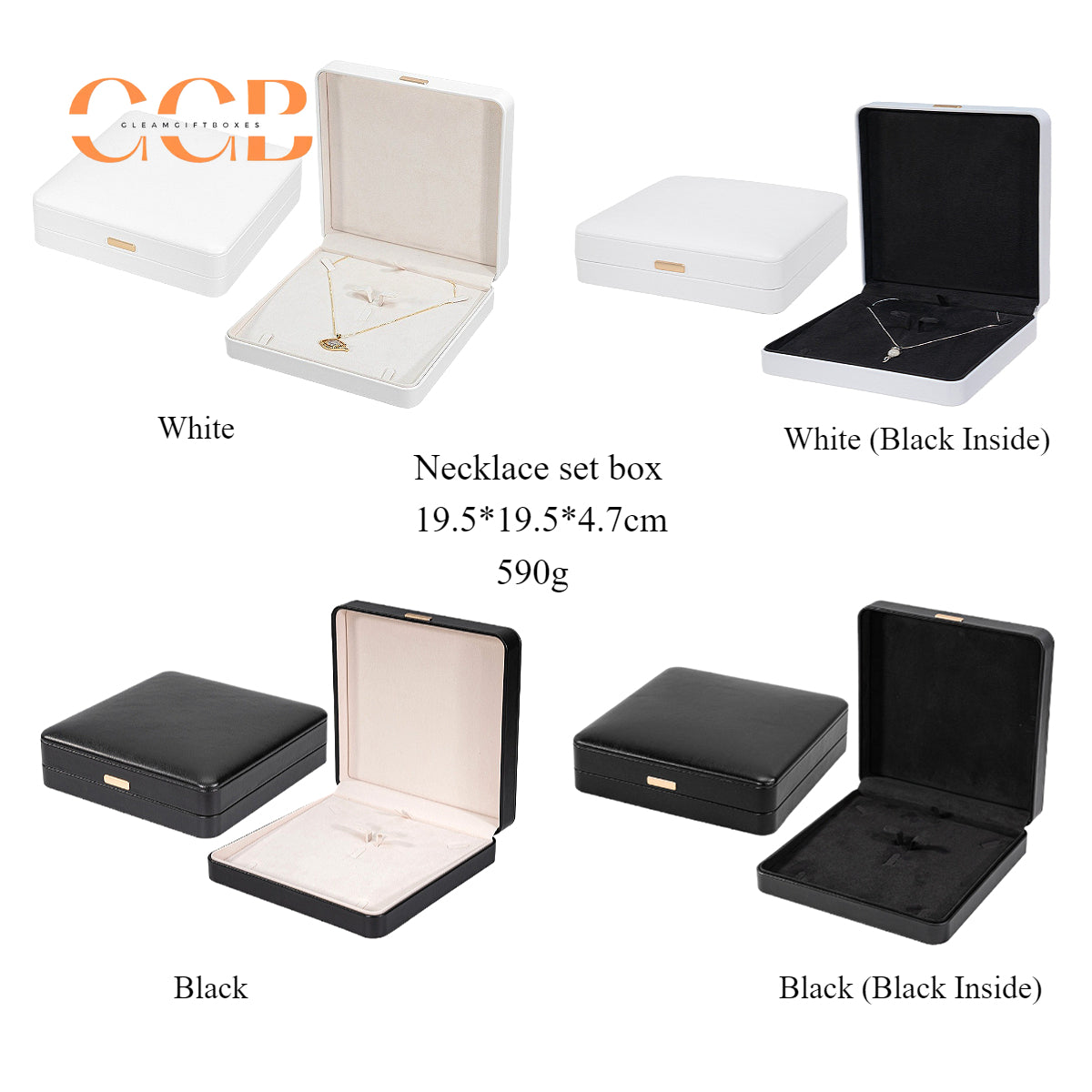Black Luxury PU Jewelry Box for Ring Necklace Wedding Bands Proposal Engagement Diamond Stud Earrings Gift Packaging Case