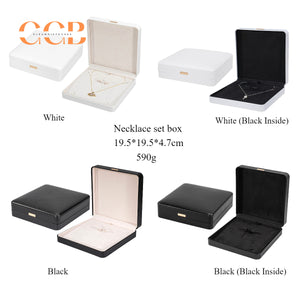 Black Luxury PU Jewelry Box for Ring Necklace Wedding Bands Proposal Engagement Diamond Stud Earrings Gift Packaging Case