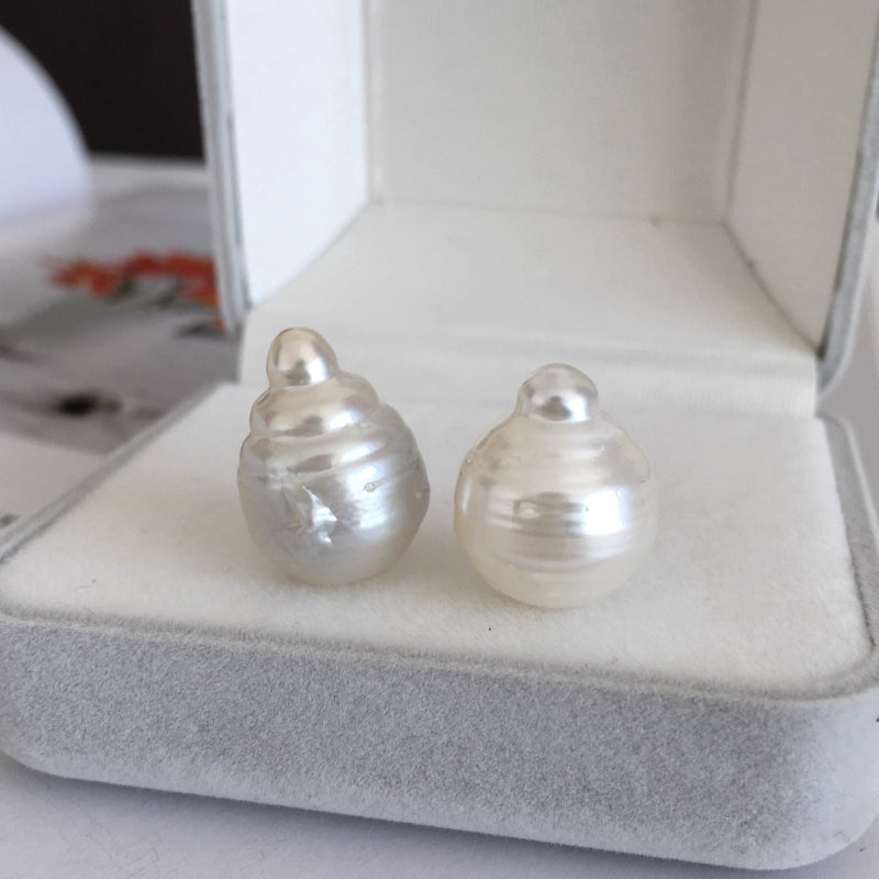 3A 9-14mm White South Sea Baroque Pearl, Droplet Loose Pearl with Good Luster, Undrilled Half Drilled 1mm or Fully Drilled 0.7mm