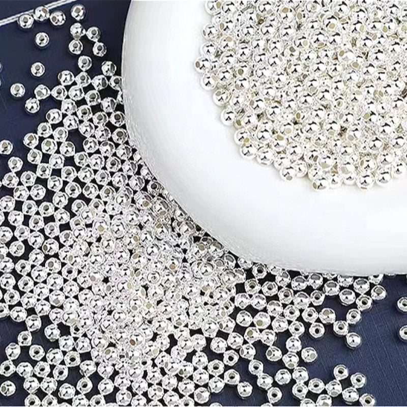 2-5mm Wholesale S925 Sterling Silver Beads by Gram, Pearlescent Round Beads