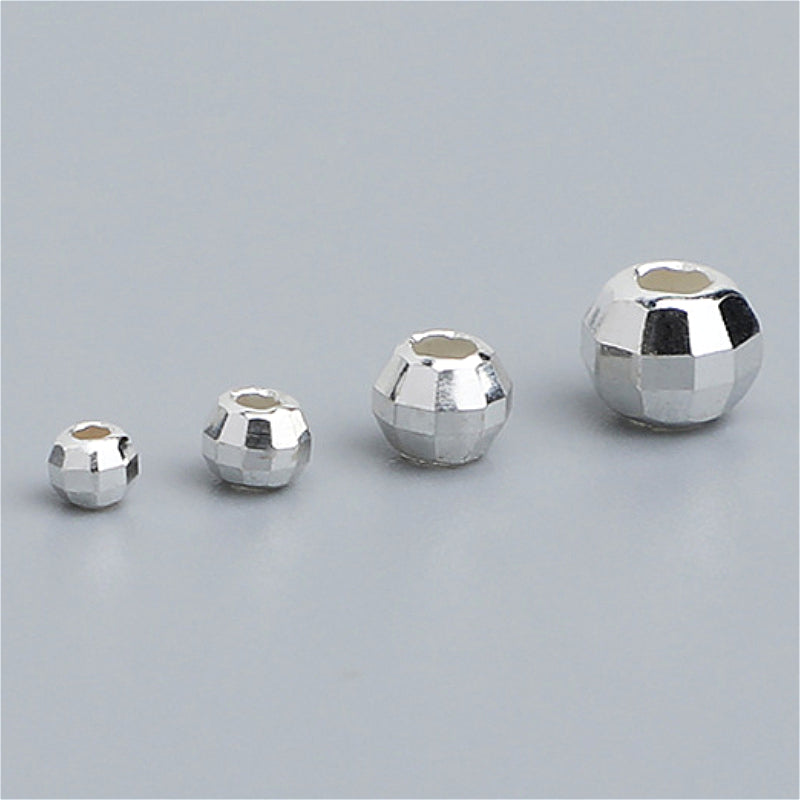 10pcs 2.5-5mm S925 Sterling Silver Faceted Spacer Beads