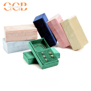 Rectangular Velvet Jewellery Box，Velvet Jewelry Box with Divided Compartments, Ring Slots & Bracelet Section, Vanity & Drawer Storage
