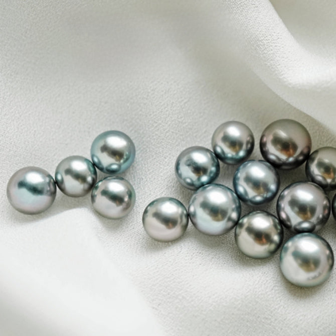 5A 8–14mm Natural Platinum Grey Tahitian Pearl, High Luster Round Undrilled Sea Pearl Bead, Elegant Affordable Loose Pearl for Jewelry