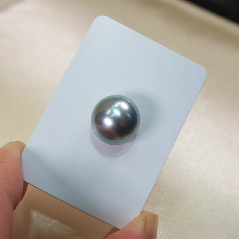 5A 9–14mm Matched Round Tahitian Pearl Pair, Platinum Grey Beads