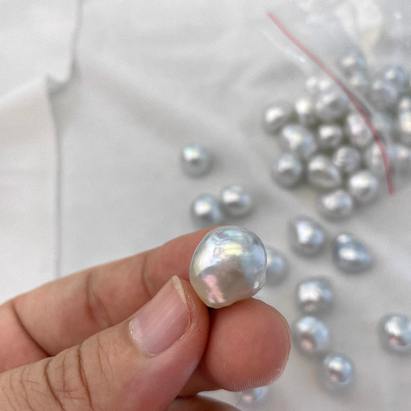4A 9-15mm Australian White South Sea Baroque Pearl, Silver Blue Overtone Loose Pearl Strong Luster Near Flawless, Jewelry Making Bead