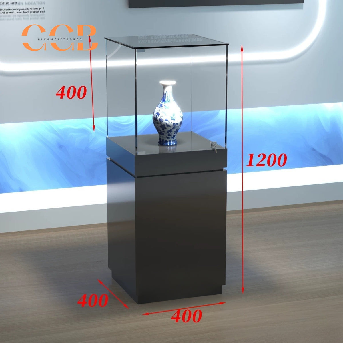 Glass Display Cabinet with LED Light, Collectibles Display Case, Curio Display Cabinet, Lockable Showcase, Retail Display