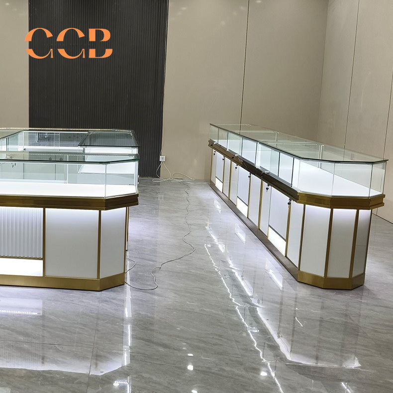 Luxury Glass Jewelry Display Cabinet, Floor Standing Storage with Drawers, Showcase for Jewelry Stores