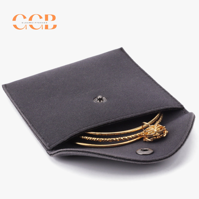 10pcs Velvet Jewelry Pouches with Snap Button, Custom Logo Bags