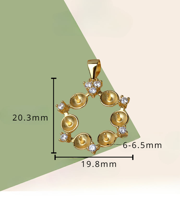 S925 Sterling silver flower pearl pendant setting