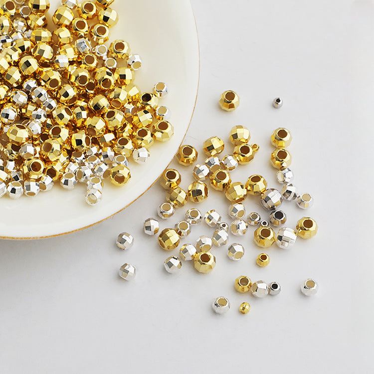 10pcs 2.5-5mm S925 Gold-Plated Faceted Spacer Beads  for DIY Jewelry Making
