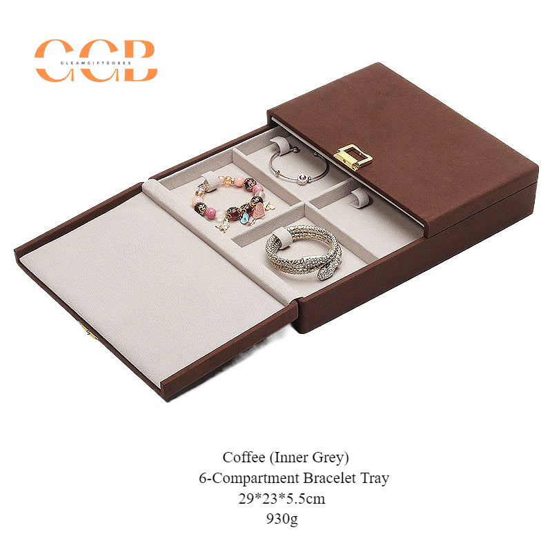 Double Folding Jewelry Display Tray Organizer, Velvet Storage Box