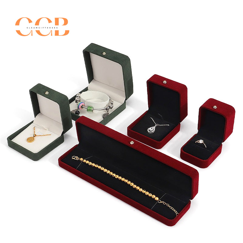 Red Velvet Jewelry Gift Box for Necklace Ring Bracelet, Custom Logo