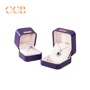 Black Luxury PU Jewelry Box for Ring Necklace Wedding Bands Proposal Engagement Diamond Stud Earrings Gift Packaging Case