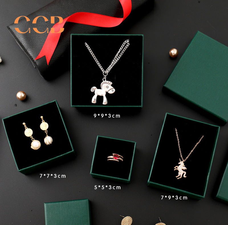 10pcs Dark Green Textured Jewelry Gift Boxes, Wholesale Packaging for Necklace, Earrings, Ring & Small Gifts