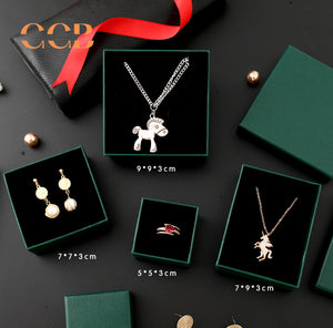 10pcs Dark Green Textured Jewelry Gift Boxes, Wholesale Packaging for Necklace, Earrings, Ring & Small Gifts