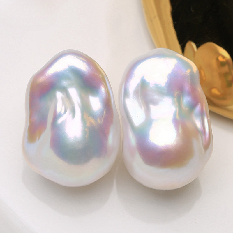 One Pair 4A Flameball Baroque Pearls 12×21mm, Irregular Loose Beads