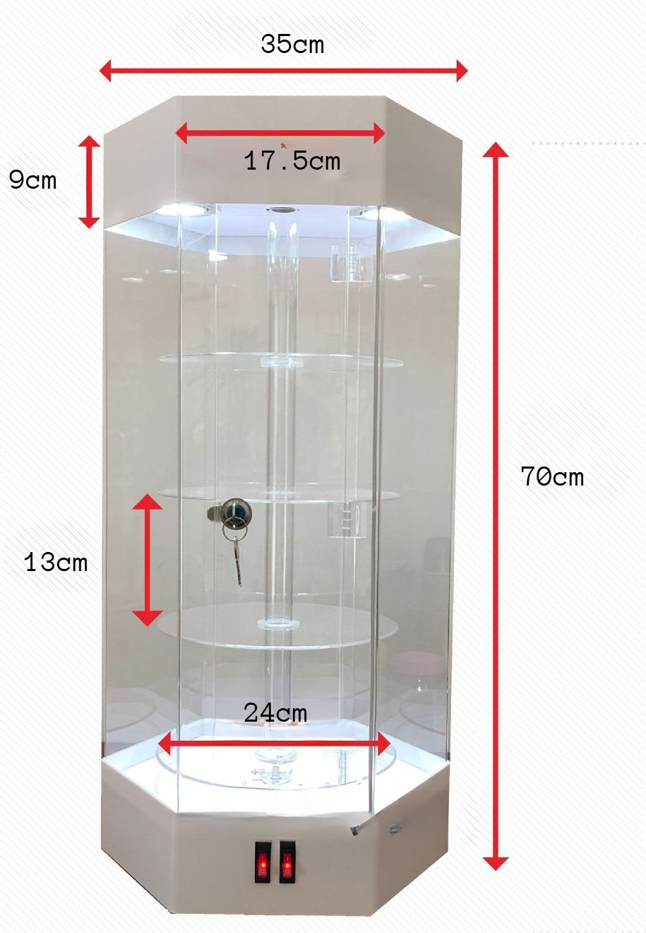 Rotating acrylic jewelry display cabinet, cosmetic and watch showcase stand