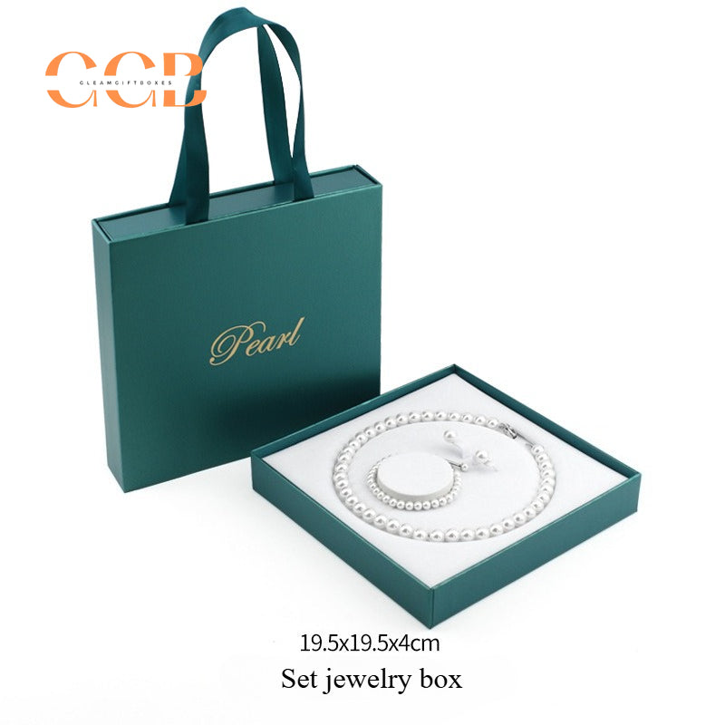 10pcs 19.5x19.5x4cm pearl necklace handbag box set, jewelry display packaging for earrings and bracelets, wholesale tote jewelry boxes