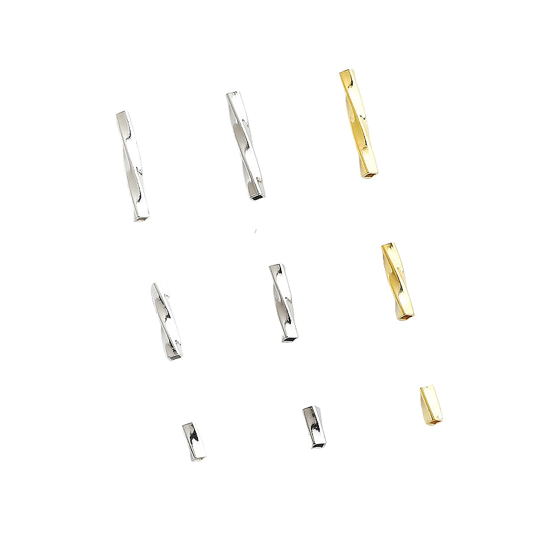 10pcs S925 Gold Plated Tube Beads, Twisted Silver Spacers -4,8,12mm