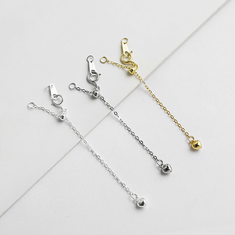 10pcs 5cm S925 Sterling Silver Heart Extension Chain
