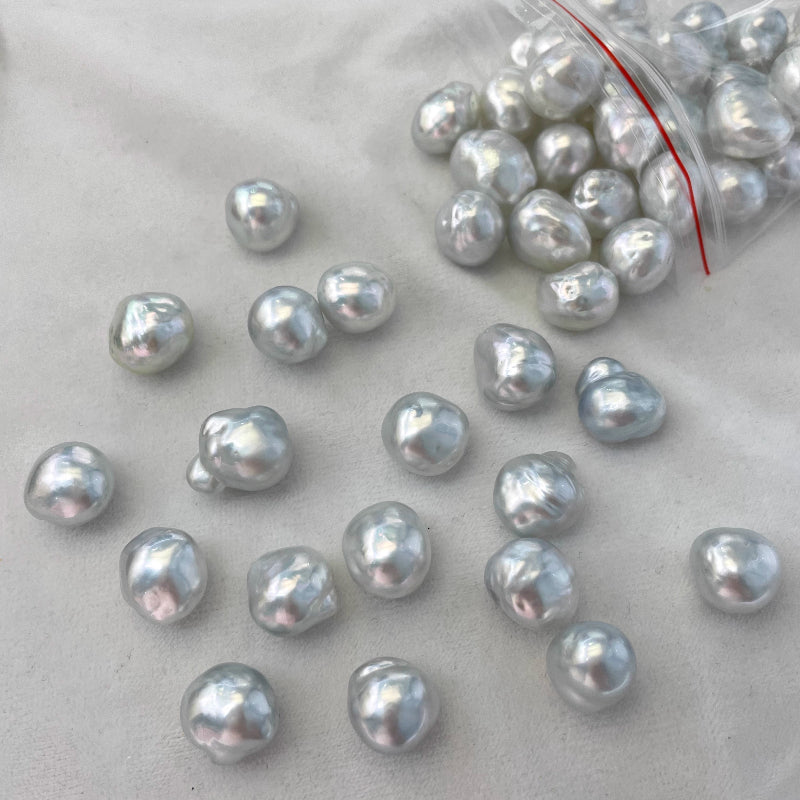 4A 9-15mm Australian White South Sea Baroque Pearl, Silver Blue Overtone Loose Pearl Strong Luster Near Flawless, Jewelry Making Bead