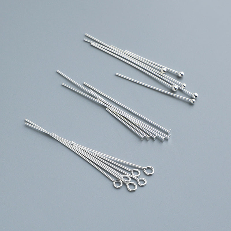 20pcs 15-40mm S925 Sterling Silver Round Head, 9-Shaped, T-Pin Needles