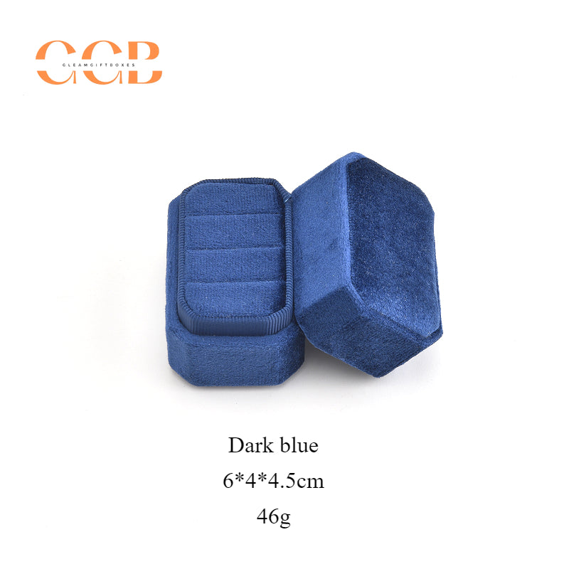 Portable eight-sided velvet jewelry storage box set