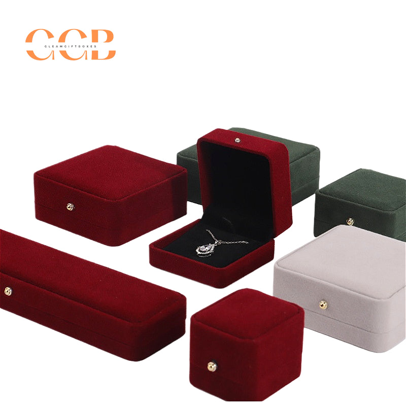 Red Velvet Jewelry Gift Box for Necklace Ring Bracelet, Custom Logo