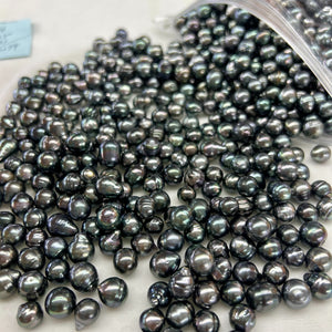 3A 8–10mm Tahitian Black Pearl Undrilled, Natural Saltwater Baroque Drop Pearl, High Luster Strong Overtone with Slight Blemish, DIY Jewelry