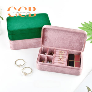 Velvet Multi-Compartment Jewelry Box, Organizer for Rings, Earrings & Necklaces, Vanity & Travel Storage