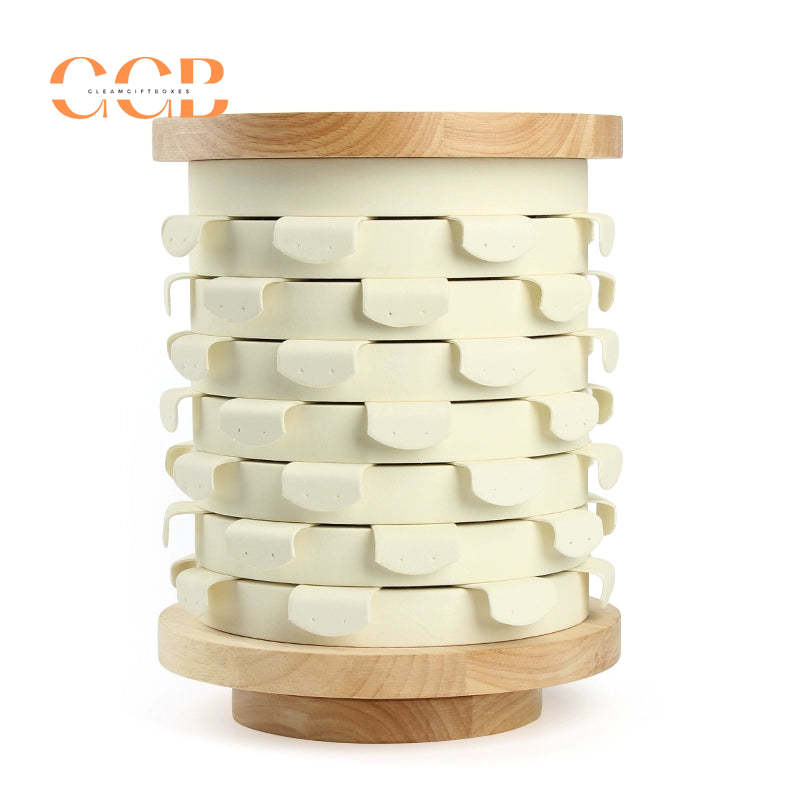 Rotating Wooden Earring Display Stand, Multi-Layer Jewelry Organizer