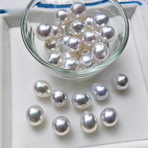 5A 8-13mm Australian White South Sea Pearl, Drop Shape High Luster Silky Surface Single Pearl for Earrings or Pendants, Pearl Wholesale