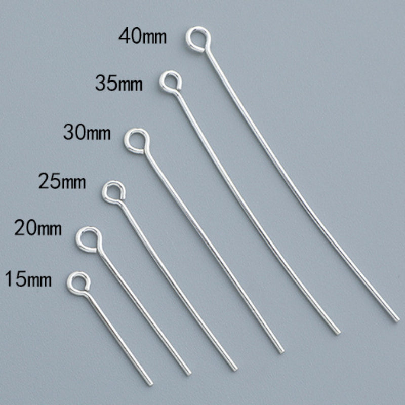 20pcs 15-40mm S925 Sterling Silver Round Head, 9-Shaped, T-Pin Needles