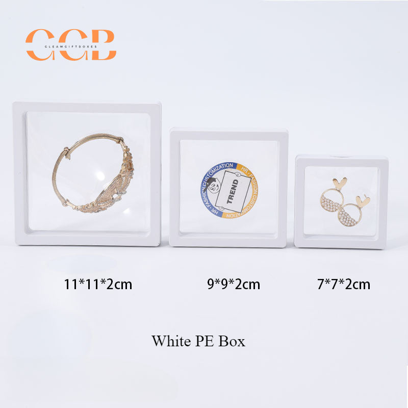 20pcs PE Floating Display Frame for Jewelry, Transparent Suspended Box