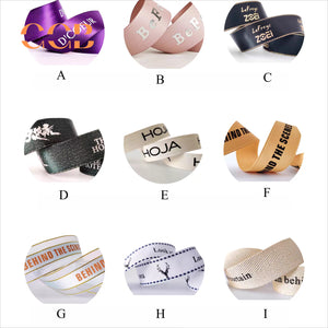 Custom Grosgrain Satin Ribbon with Gold Foil Logo, Personalized Name Printing, Gift Packaging Ribbon for Flowers and Boxes